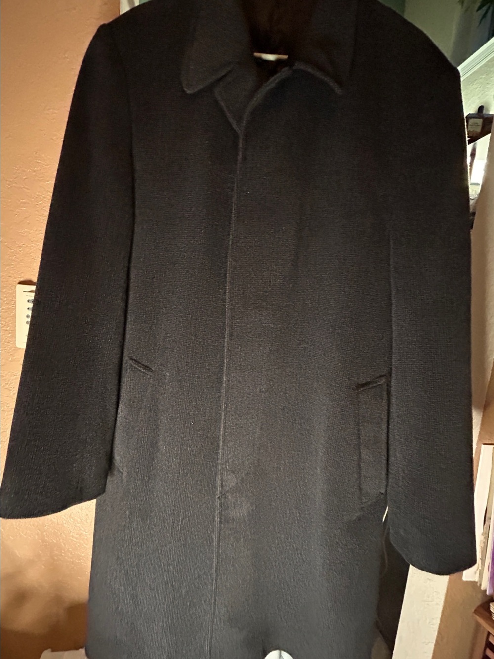 London Fog Signature Men’s 40L Wool Blend Long Overcoat Black Classic